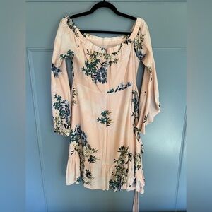 ASTR the label pink off the shoulder dress